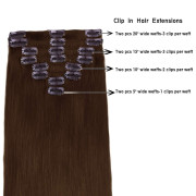 .Clip In Hair Extensions Remy Hair For Women Silky Straight Human Hair Medium Brown Clip In Hair Extensions Full Head 8pcs 18 Clips Double Wef